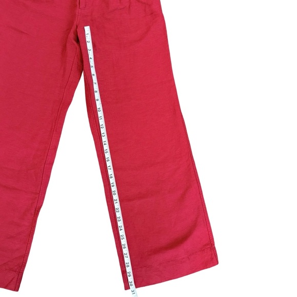 NWT Onia Air Linen Pleated Trousers Size 2 | Dark Red Wide Leg High Rise Pants - Picture 11 of 13